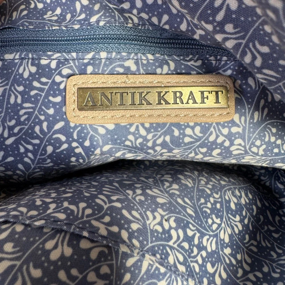 Antik Kraft Tan Vegan Leather Backpack Gold Ring‎ Accent Braided Zipper Pulls